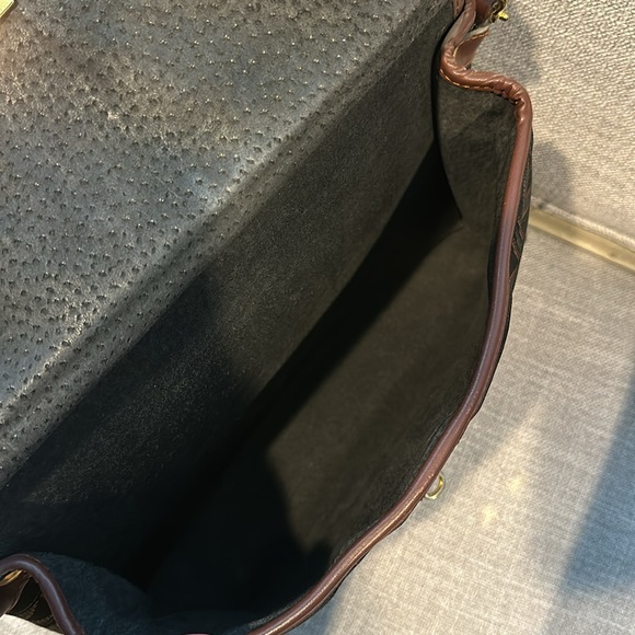 Vintage Red Goose Leather Handbag black & Brown Aztec Pattern Satchel/crossbody - Picture 10 of 17